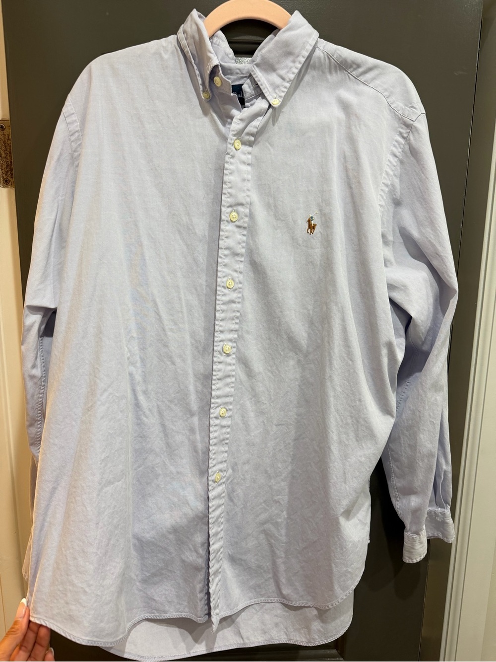 Ralph Lauren Polo Classic Fit Button Down Shirt Pale Lavender Purple Mens L